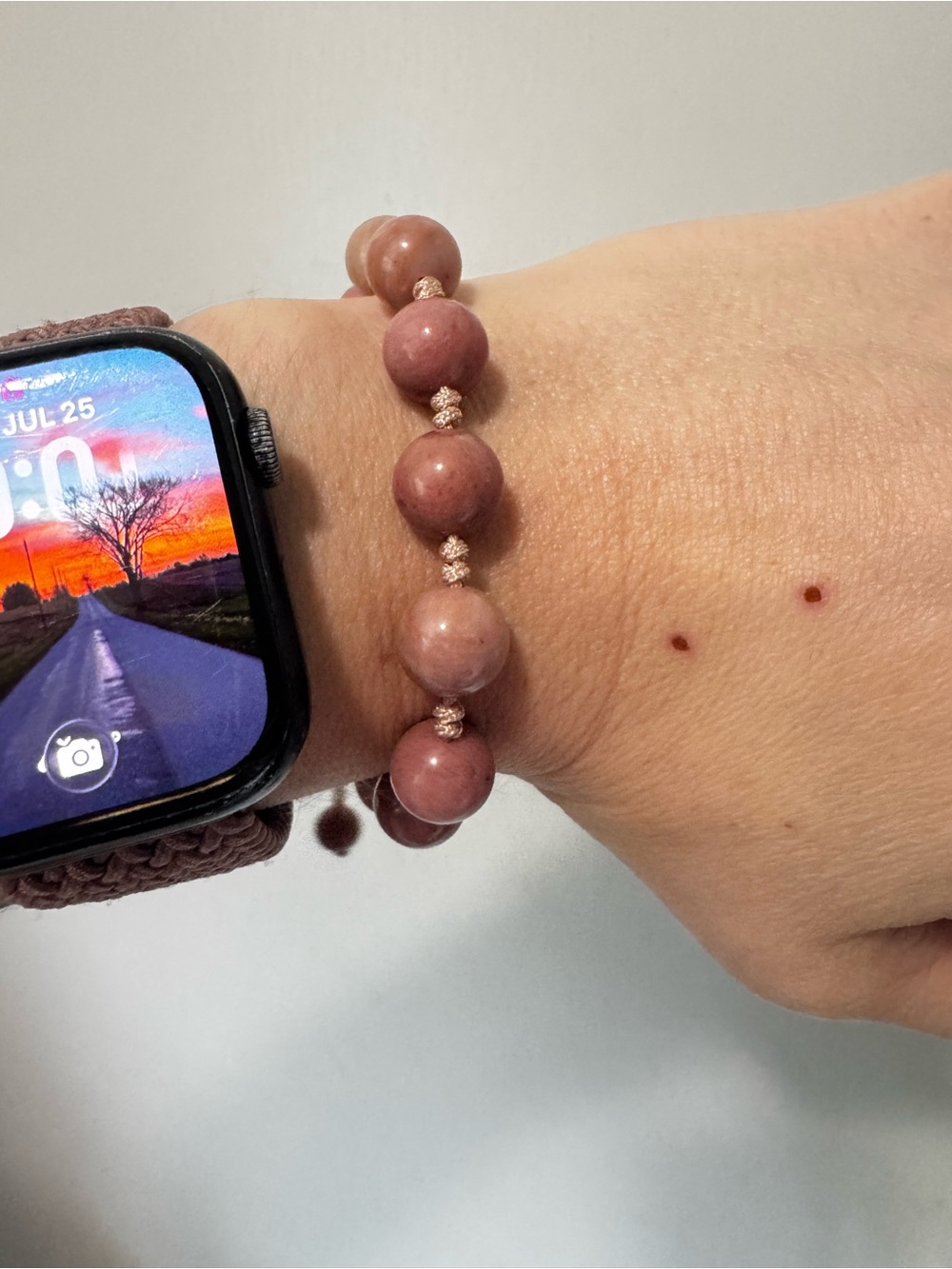 Pink Rhodochrosite Beaded Bracelet